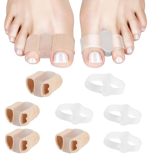 BORISCA 8 Pezzi Toe Separator con 2 Occhielli, Separatori per Alluce Valgo per Dita Sovrapposte in Fibra di Gel *4, Separatore Dell'alluce in Silicone Trasparente *4, Alleviano lo Sfregamento