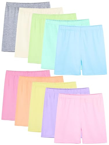 FEOEOR 10 Pack Girls Dance Shorts Cartwheel Shorts Toddler Biker Under Dress Kids Bike Short Girls Clothes Multi-Color Macaron Mixed Color L 6-7Y