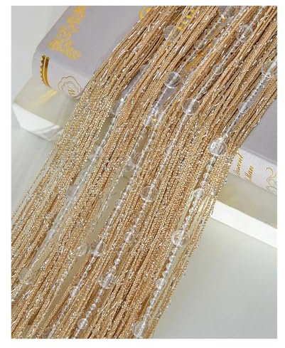 Cortina De Cristal Cortina de hilo con cuentas de cristal, cortina de puerta con flecos y borlas de 1x2 M for salón blanco y decoración de boda transparente, divisor for sala de estar Guirlan De Crist