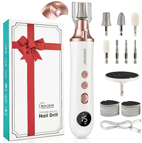 JODSONE Lima Elettrica per Piedi, Rimuovi Calli e Pelle Dura, Kit Manicure e Pedicure 2 in 1, 15 Velocità 4500RPM, Esfoliatore Piedi Senza Fili per Pelle Morta e Calli Ostinati