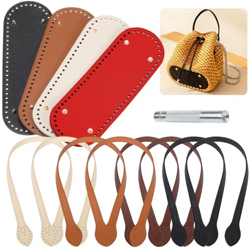 13 Piezas Accesorios Bolsos Crochet Trajes Incluyendo 4 Colores Base para Bolsos Crochet Asas para Bolsos Crochet Y Herramientas de Instalación de Remaches Adecuado para Hecho a Mano Bolso DIY