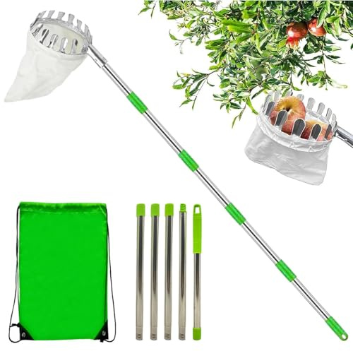 Raccoglitore di frutta telescopico, estensibile, leggero, per raccogliere frutta, palo per agricoltura, attrezzi da giardino, attrezzatura portatile per raccogliere pere, limoni, arance