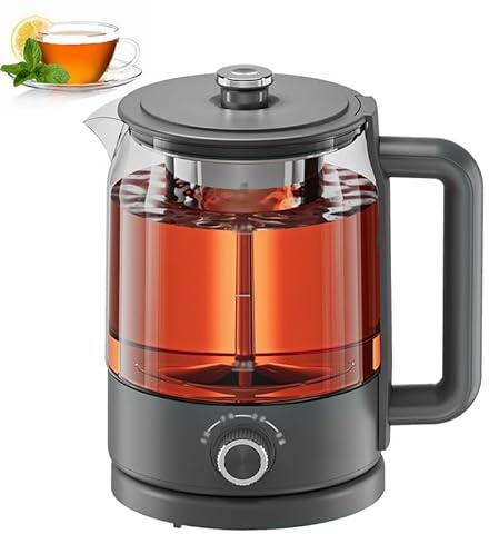 Macchine per Il Tè Caldo Teiera Elettrica In Vetro Addensato Completamente Automatica da 600 W Bollitore Elettrico Multifunzionale Acciaio Inossidabile 1.2 Litri Regolazione a 4 Velocità