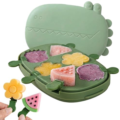 Moldes de Helado para Niños,6 Cavidades, Moldes para Helados de Silicona Reutilizables,Moldes Helados Silicona sin BPA, Fáciles de Desmoldar y Limpiar,para Helados Caseros, Paletas, Polos y Postres