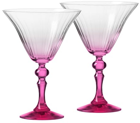KROSNO Martiniglas med rosa fot | Set om 2, 170 ml | Bubble Celebration Moments-kollektion | Blyfritt kristallglas | Perfekt present