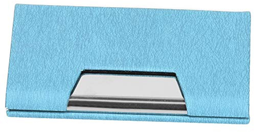 SIXRUN Tarjetero de Visita, Estuche para Tarjetas de Visita de Acero Inoxidable y Cuero PU, Capacidad para 15 a 20 Tarjetas, 9,5 X 6 X 1,5 Cm, Diseño Compacto para Oficina, Viajes, Reuniones, (336#)