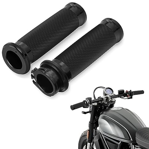 Amazicha Black 1” Motorcycle Hand Grips Handlebar Grips Compatible for Harley Sportster Touring Honda Kawasaki Suzuki Yamaha Bobber Chopper