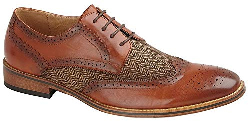 Goor - Zapatos de Piel Forrados Brogue Gibson Cuatro Ojales para Chico Hombre