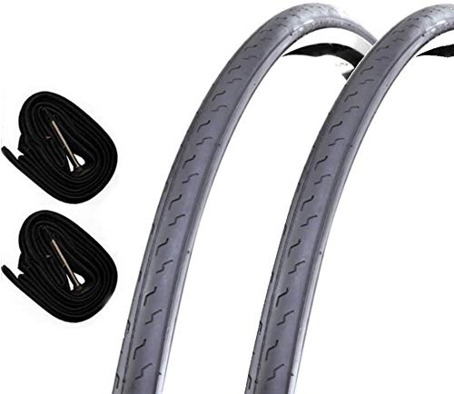 2 pneus DEESTONE 700 x 23 + 2 chambres à air vélo de course noir (23-622)