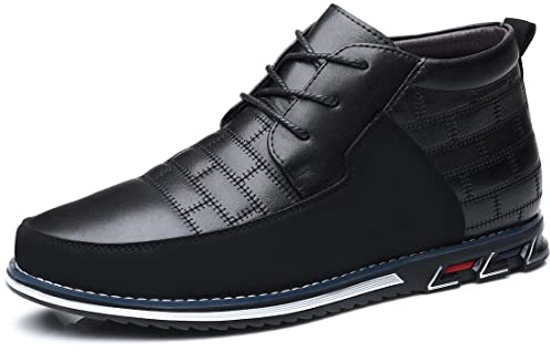 COSIDRAM Men Casual Shoes High-top Driving Boots Luxury Walking Sneakers for Male Business Loafers Office Dress Outdoor Black 12