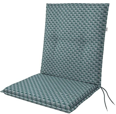 Doppler Auflage Niederlehner Living Blau Rattan I Gartenstuhl-Polster 100x48x6cm aus Baumwolle & Polyester I Sitzauflage weich & bequem I Sitzkissen zum Festbinden an Gartenstuhl