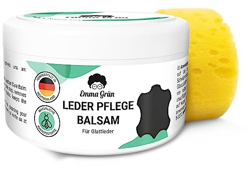 Emma Grün® Lederbalsam Lederfett Farblos 500ml [AUS BIENENWACHS] - Lederpflege für Schuhe, Jacken, Taschen & Sattel - Pflegemittel für Lederjacken & Lederschuhe - Sattelfett Made in Germany