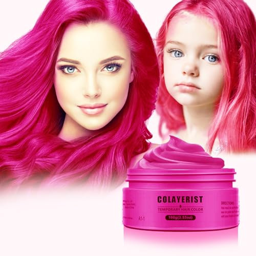COLAYERIST Pink Temporary Hair Dye Wax Washable,Temporary Hair Colour Spray for kids, Hair Makeup Paint Wax for Parties or Cosplay, Hair Coloring Products No Messy