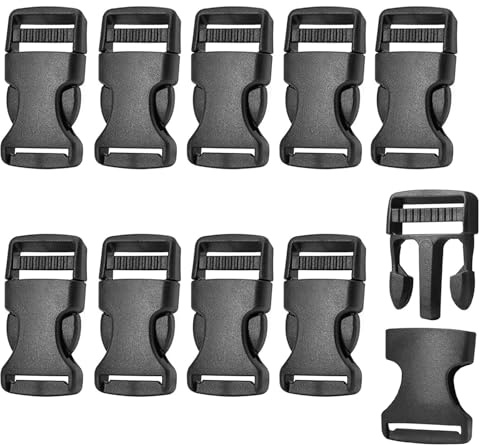 GVPOELR klickstängning 10 stycken, sidoklämma spänne ersättningsspänne, plastspänne för band, i svart, spänne reparation, storlekar att välja mellan, för ersättning plug-in spänne