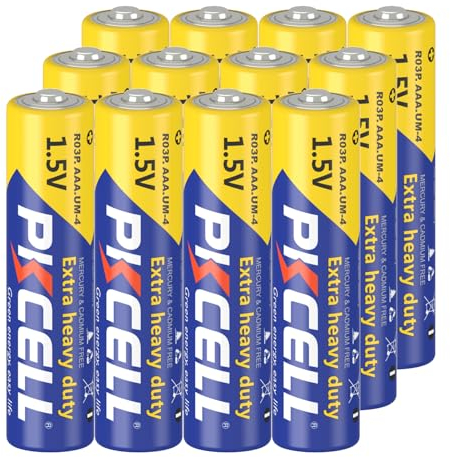 PKCELL - Batterie AAA ad alte prestazioni da 1,5 V per telecomandi, telefono fisso, giocattolo, 12 pezzi