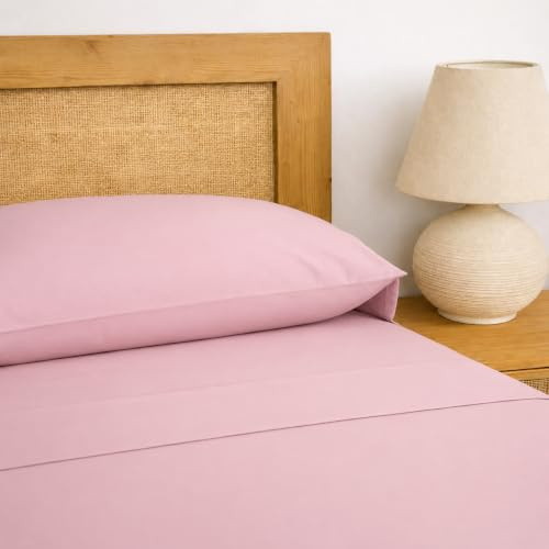 TRAMAS+ Juego de sábanas para Cama de Matrimonio 160 x 200, 100% algodón, Ropa de Cama, sábanas y 2 Fundas de Almohada, Certificado Standard 100 by Oeko-Tex - Malva