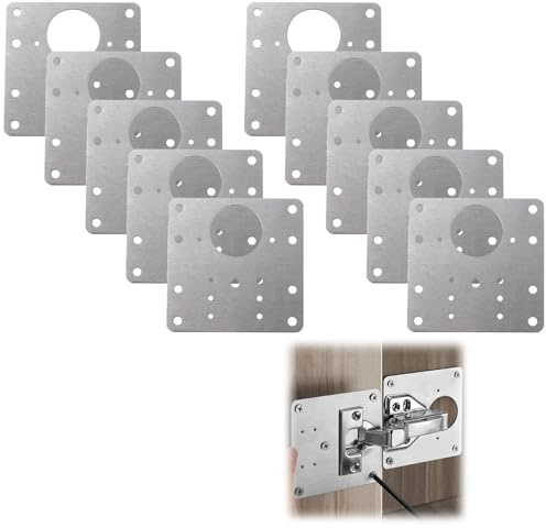 Kit Riparazione Cerniere Mobili – 10 Piastre di Riparazione per Ante in Acciaio, con Fori Multipli, Piastre per Cerniere Ante Armadio e Cucina, Universali per Mobili in Legno