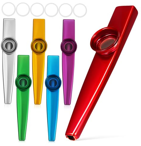 OFFSCH Kazoo 6 Stück Metall Kazoo Instrumente Für Kinder Und Erwachsene Leicht Zu Erlernen Für Anfänger Musikalische Geschenke Und Party Favors