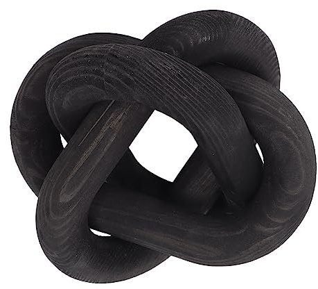 HAOHIZE Decorazioni con nodi in legno, Decorazioni per maglie a catena in legno a 3 maglie Decorazioni per tavolini Accessori decorativi per la casa Arte del legno Artigianato (Nero)