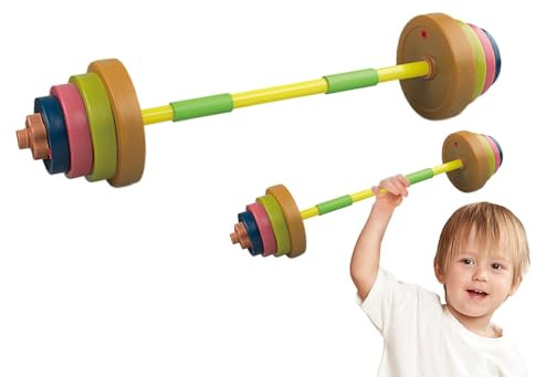 Samuliy Barra de pesas juguete, barra de pesas de entrenamiento para niños - Juego de pesas para niños, juguete de entrenamiento ajustable, aparato de fitness, juguete de entrenamiento corporal para