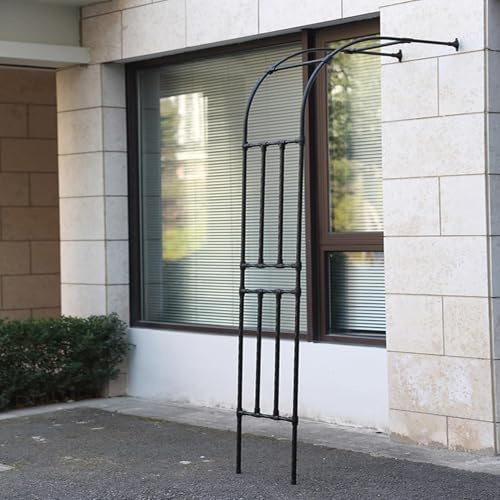 Junvstor Arche de jardin en métal – Support robuste pour plantes grimpantes, roses, légumes, pergola, treillis et décoration de portail de jardin – Grande tonnelle demi-arc (l 60 x H 240 cm)