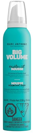 Marc Anthony Big Volume Hair Mousse for Fine, Thin Hair - Lightweight Volumizing Hair Styler with Flexible Hold for Full Body & Bounce - Frizz-Free & Sulfate-Free Hair Care Product