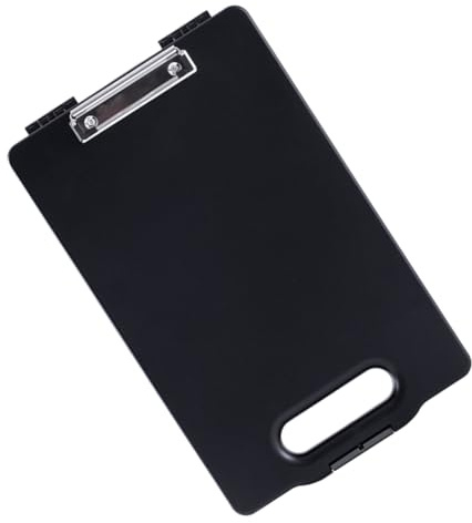 WEKADRIN Escritura Portátil y Carpeta Organizadora Caja Ligera de Almacenamiento con Clip para Documentos Diseño Abierto para Oficina y Escuela Negro