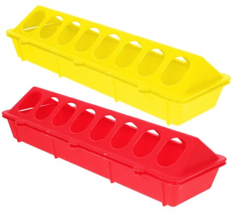 SEWACC 2Pcs Plastic Poultry Feeders Large Capacity Feeding Troughs for Pigeons Parrots Small Birds Lightweight Bird Feeding Containers