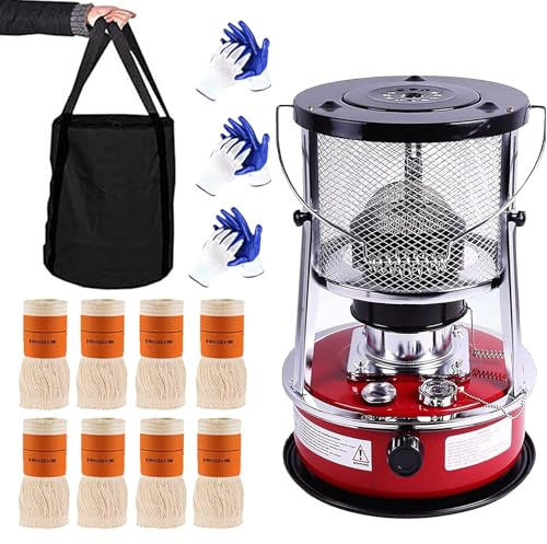 Petroleumheizung mit Löschautomatik und 8 Docht, Petroleum Heizung Ohne Strom Petroleum Heizer, für Outdoor Camping Barbecue(Red)