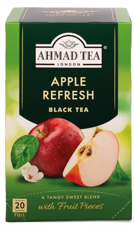 Ahmad Tea Apple Refresh Fruit Black Tea | Black Tea - 6 x 20 Teabag Sachets