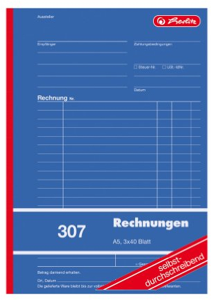 Herlitz 888545 Rechnungs-Buch A5 307 3x40 Blatt selbstdurchschreibend