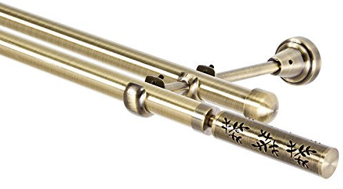 MDEKOR Gardinenstange 19 mm 2-Läufig Antik-Gold Metall, 180