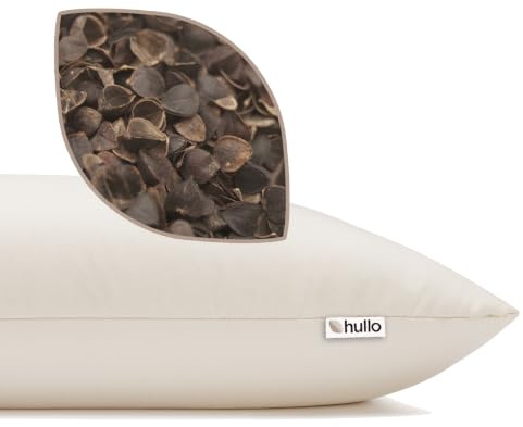 Hullo Buckwheat Pillow – King Size (20×36), Organic Adjustable Cooling Pillow for Side & Back Sleepers, Firm Neck Support – Breathable Cotton Cover – Made in USA