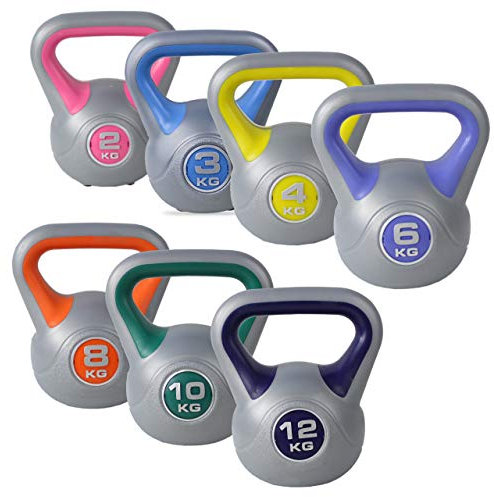 SportVida Kettlebell aus Vinyl Kugelhantel 2 bis 12 Kg | Krafttraining mit Schwunghantel zur Fettverbrennung und Muskelaufbau | Kugelgewicht | Handgewicht (8kg)