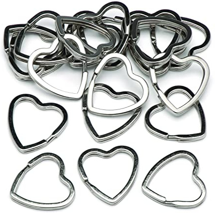 Baker Ross Anneau Fendu en Forme de Cœur - Lot de 20, Porte Clé Mousqueton (AW684)