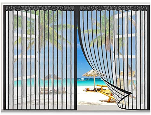 CHENG Fliegengitter Magnet 80x105cm, Insektenschutz Fenstervorhang, Auto Schließen, magnetische Adsorption Luft kann frei strömen, for Türen/Patio - Schwarz