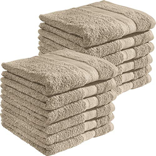 REDBEST Handtuchset, Frottierset 12er-Pack Chicago Taupe Größe 50x80 cm - saugstark, strapazierfähig, ideal für Reisen, Sport (weitere Farben)