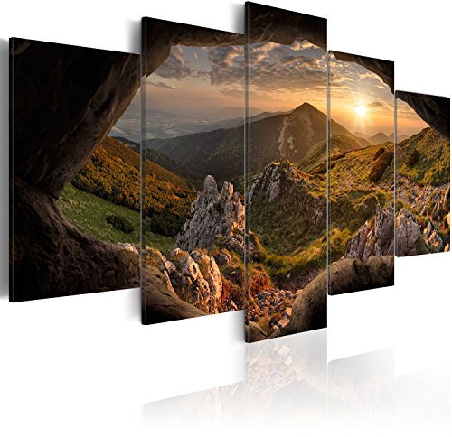 B&D XXL - Tableau Acoustique Paysage 225x112,5 cm 5 Parties - Décoration Murale Anti-Bruit Isolation Phonique Bureau Chambre Panneau Insonorisant Impression sur Toile - Nature c-A-0079-b-m