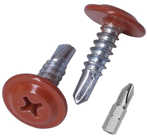 SKIR'CO - Tornillos autoperforantes (150 unidades, 4,2 x 16 mm, cabeza de armadura modificada Phillips, tornillo de chapa metálica, cabeza de oblea (150, marrón cobre RAL 8004)