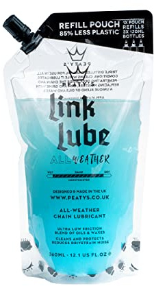Peaty's Link Lube All Weather Bike Chain Lubricant - 360ml Refill Pouch - A Bespoke Blend Of Oils And Waxes Designed For All Weather Conditions For Ultra Smooth Running Drivetrain, Cassette & Gears