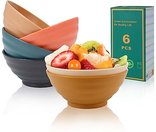 Bestdin Kunststoff Müslischalen 6er Set, Unzerbrechlich 21 OZ Salatschüssel, Suppenschüssel Dessertschalen Wiederverwendbar, Bowl Schüssel BPA umsonst Mikrowelle & Spülmaschinenfest