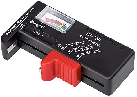 Comprobador de Pilas Digital Medidor Voltaje Pilas AAA C D 9V 1.5V Pilas Botón Tester Baterias Medidor Carga de Pilas Universal para el Hogar BT-168D