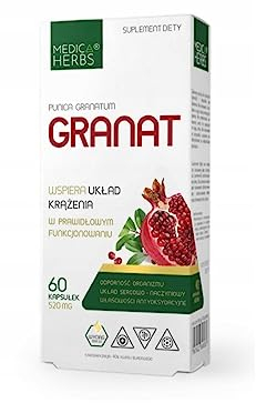 Medica Herbs - Granatapfelextrakt - Granatapfel Extrakt Kapseln - 60 Kapseln - 60 Kapseln für 2 Monate - unterstützt das Herz-Kreislauf-System - Nahrungsergänzungsmittel - glutenfrei - vegetarisch