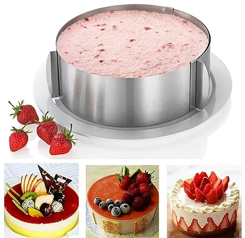 Karkar Tortenring Verstellbar 16-30cm – Tortenring Hoch 8,5cm Rostfreier Edelstahl, Cake Kreis mit Eingravierter Skala und Befestigungsclips für Torten Deko