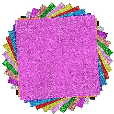 PB TECH Glitter Cardstock Paper - 30 x 30CM (12 x 12 inch) / 12 Colors 12 Sheets 250gsm/110Ib Cardstock Paper for Crafting - Shiny Paper Glitter Card Stock for DIY Projects Card Making Decoration