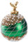 BRUBAKER Premium Weihnachtskugel Grün mit Hirsch Figur Gold - Hand dekorierte Baumkugel aus Glas - 10 cm Christbaumschmuck mit Perlen Dekorationen und Glitzer - Weihnachtsdeko Christbaumkugel