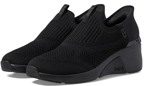 Skechers Women's A-Wedge-Crecent Hands Free Slip-ins Sneaker, Black/Black, 8
