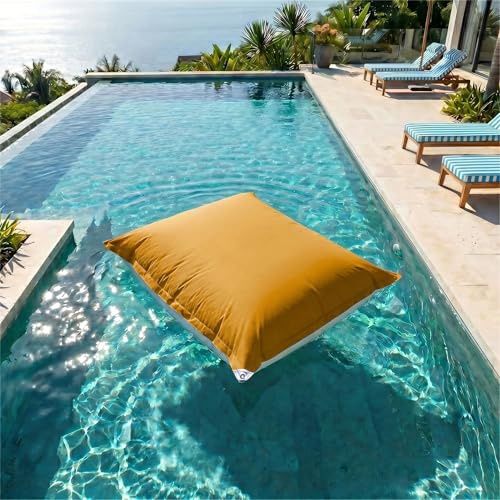 Housse pour Pouf Géant XXL 180x140cm - Déhoussable - Flottant pour Piscine - Jaune Miel - Déco Arts