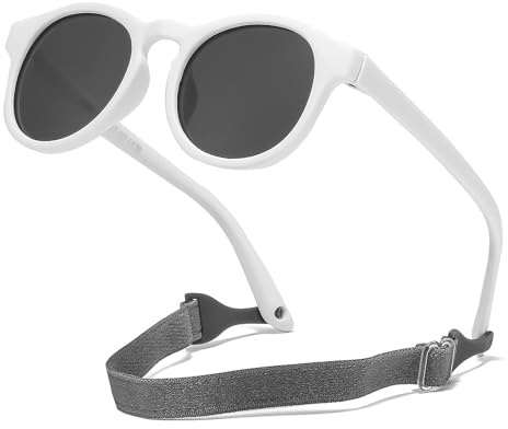 Suertree Lunettes de soleil polarisées pour bébé de 0 à 3 ans - En silicone - Flexible - Anti-UV400 - Ultra légère - Protection UV en plein air, Blanc., Kleinkind