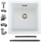 iAnomla Quartz White Kitchen Sink, 40x45cm/15x17in, Composite Inset/Undermount Kitchen Sink Waste Kit,Single Bowl Commercial with Overflow, Suitable for Workstation